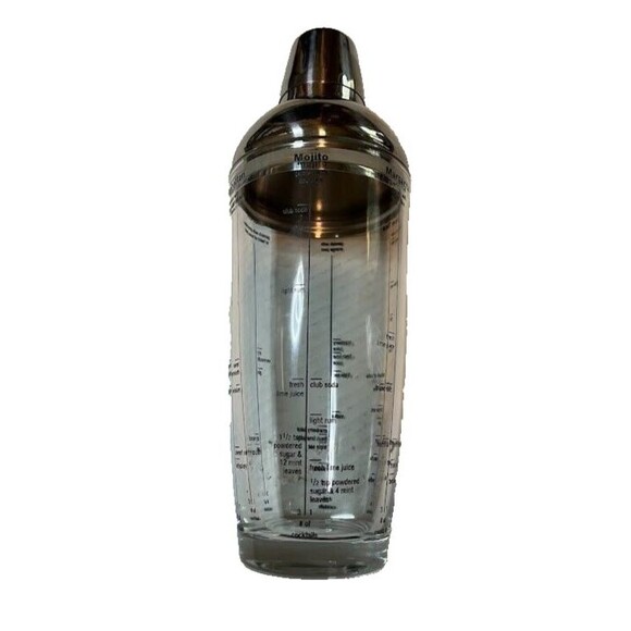 Party & Holiday Ready 20 oz Glass and Metal Cocktail Shaker w/ Recipes - Picture 3 of 7